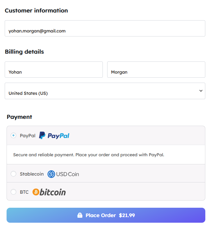 Select PayPal at checkout